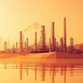 Abstract Industrial Refinery Mural Wallpaper — Sunset Horizon Mural Wallpaper - room preview 02
