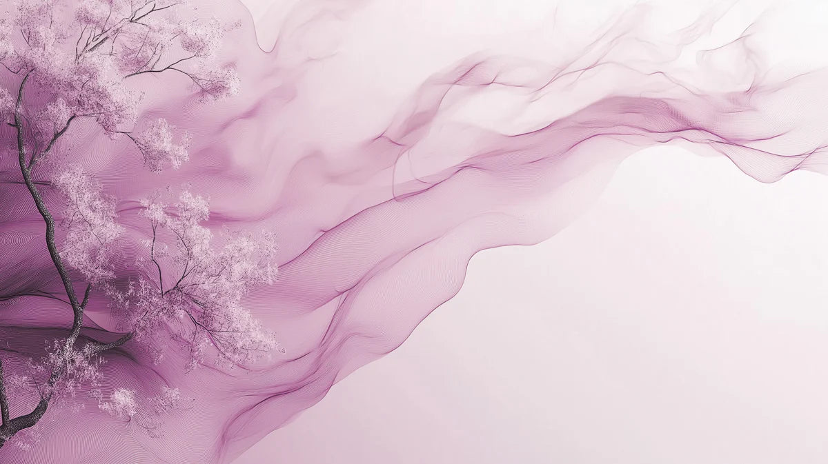 Blossom Tree and Flowing Mist Mural Wallpaper — Abstract Art Mural Wallpaper - room preview 02