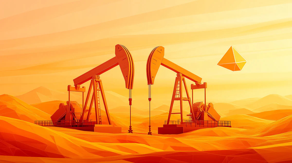 Abstract Desert Pumpjack Mural Wallpaper — Industrial Low-Poly Art Mural Wallpaper - room preview 02