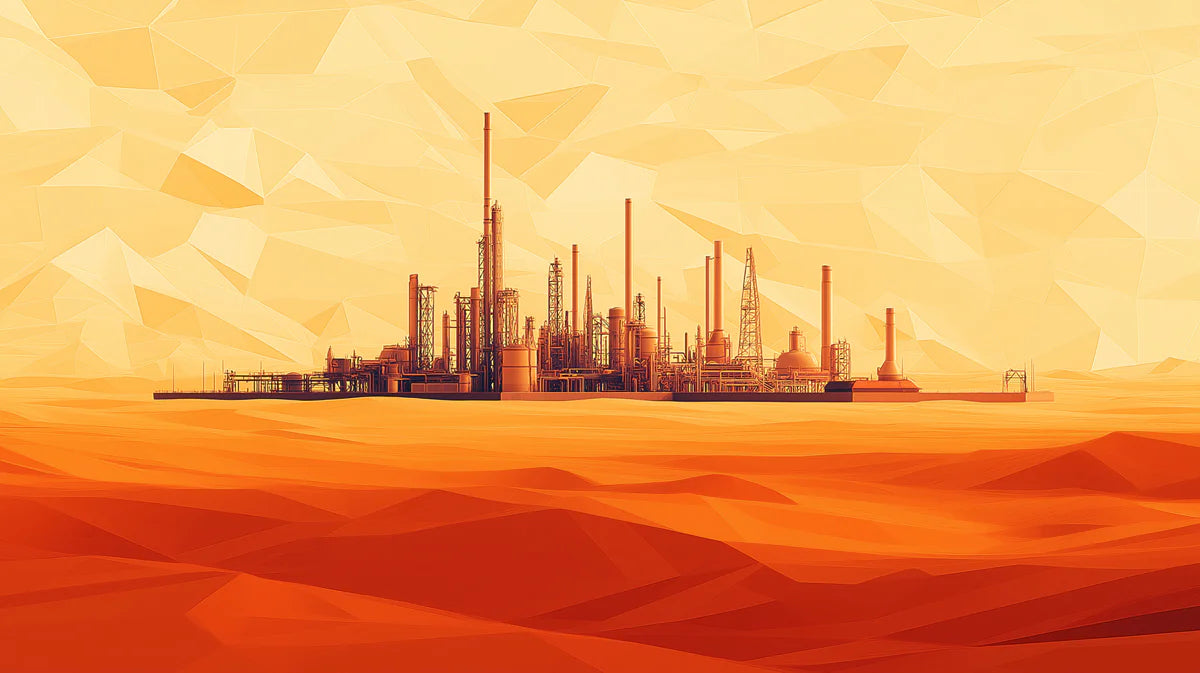 Industrial Desertscape Mural Wallpaper — Abstract Geometric Art Mural Wallpaper - room preview 02