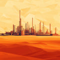 Industrial Desertscape Mural Wallpaper — Abstract Geometric Art Mural Wallpaper - room preview 02