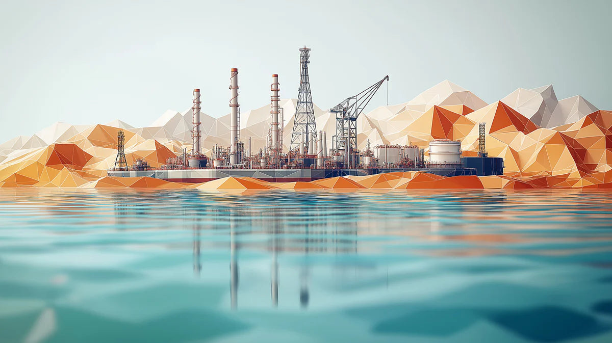 Industrial Low Poly Coastline Mural Wallpaper — Geometric Modern Mural Wallpaper - room preview 02