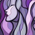 Abstract Figurative Mural Wallpaper in Fluid Lavender and Gray Mural Wallpaper - room preview 02