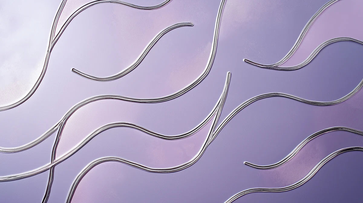 Metallic Flowing Wavy Lines Mural Wallpaper — Modern Purple Abstract Mural Wallpaper - room preview 02