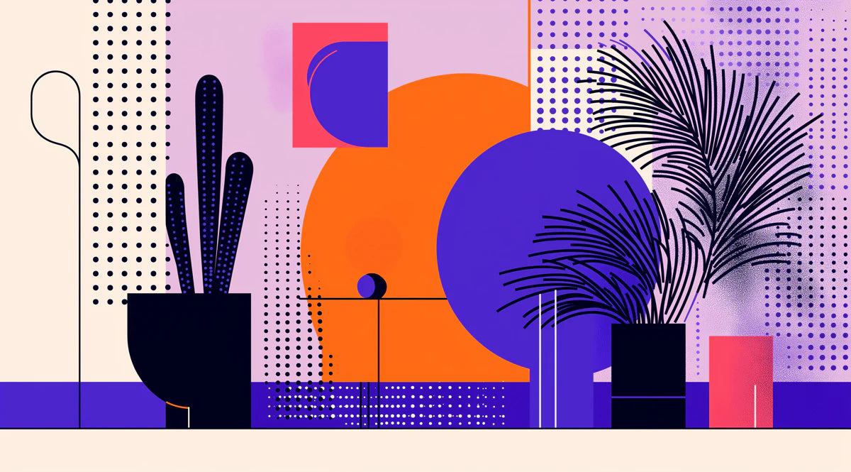 Abstract Plant Pop Art Mural Wallpaper — Vibrant Geometric Decor Mural Wallpaper - room preview 02