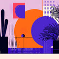 Abstract Plant Pop Art Mural Wallpaper — Vibrant Geometric Decor Mural Wallpaper - room preview 02