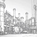 Industrial Blueprint Mural Wallpaper — Modern Architectural Sketch Mural Wallpaper - room preview 02