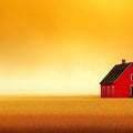 Minimalist Red Farmhouse Mural Wallpaper in Golden Fields Mural Wallpaper - room preview 02