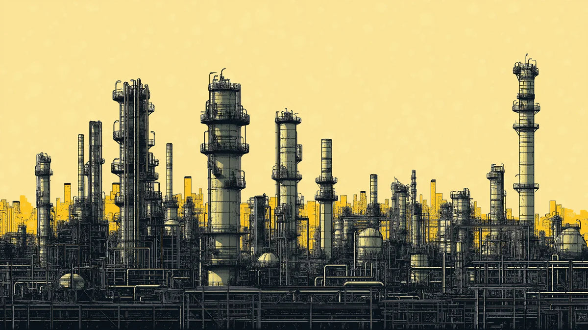 Industrial Factory Horizon Mural Wallpaper — Urban Silhouette Mural Wallpaper - room preview 02