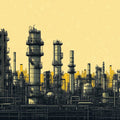 Industrial Factory Horizon Mural Wallpaper — Urban Silhouette Mural Wallpaper - room preview 02
