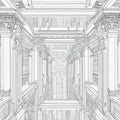 Classical Palace Architectural Sketch Mural Wallpaper - room preview 02