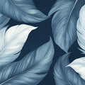 Floating Blue Feather Mural Wallpaper in Graphite and Sky Blue Mural Wallpaper - room preview 02
