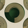 Emerald and Gold Concentric Circles Mural Wallpaper - room preview 02