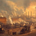 Industrial Steam Era Cityscape Mural Wallpaper — Vintage Sepia Tones Mural Wallpaper - room preview 02
