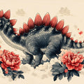 Stegosaurus Floral Fantasy Mural Wallpaper — Whimsical Prehistoric Art Mural Wallpaper - room preview 02