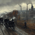 Industrial Heritage Train Mural Wallpaper — Moody Urban Landscape Mural Wallpaper - room preview 02