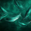 Emerald Feather Drift Mural Wallpaper — Abstract Fluid Art Mural Wallpaper - room preview 02