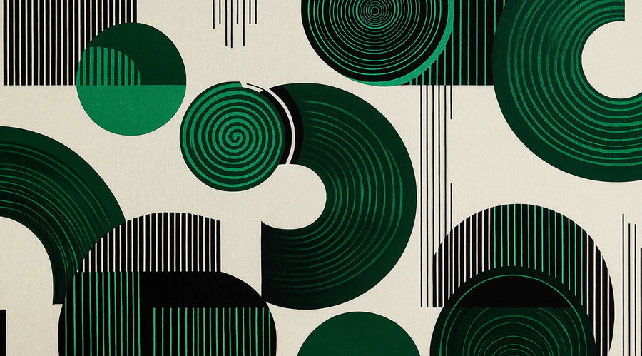 Geometric Wallpaper Mural – Pattern Wall Mural – Emerald Geometric Op Art — Mid-Century Modern Motif printable artwork