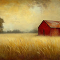 Rustic Red Barn Mural Wallpaper — Impressionistic Farm Landscape Mural Wallpaper - room preview 02