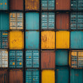 Stacked Industrial Shipping Containers Mural Wallpaper - room preview 02