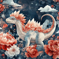 Fantasy Dinosaur Floral Mural Wallpaper — Whimsical Garden Scene Mural Wallpaper - room preview 02
