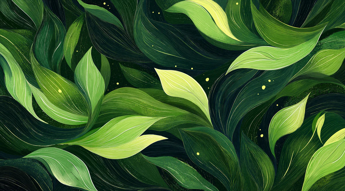 Abstract Verdant Leaf Mural Wallpaper — Lush Botanical Art Mural Wallpaper - room preview 02