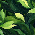 Abstract Verdant Leaf Mural Wallpaper — Lush Botanical Art Mural Wallpaper - room preview 02