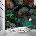 Autumn Woodland Mural Wallpaper — Painterly Gnarled Tree Design Mural Wallpaper - room preview 02