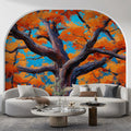 Autumn Oak Mural Wallpaper — Impressionistic Tree Art Mural Wallpaper - room preview 02