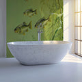 Golden Carp Pond Mural Wallpaper — Soft Aquatic Nature Art Mural Wallpaper - room preview 02