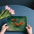 Golden Koi Pond Mural Wallpaper — Oil Painting Style Art Mural Wallpaper - room preview 02