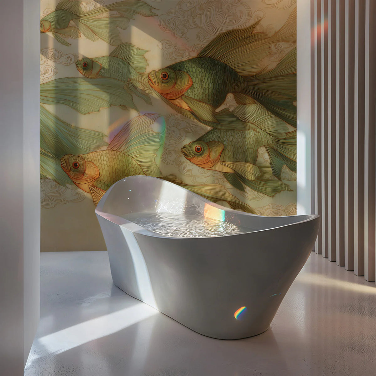 Floating Koi Mural Wallpaper — Surreal Sky Painting Mural Wallpaper - room preview 02