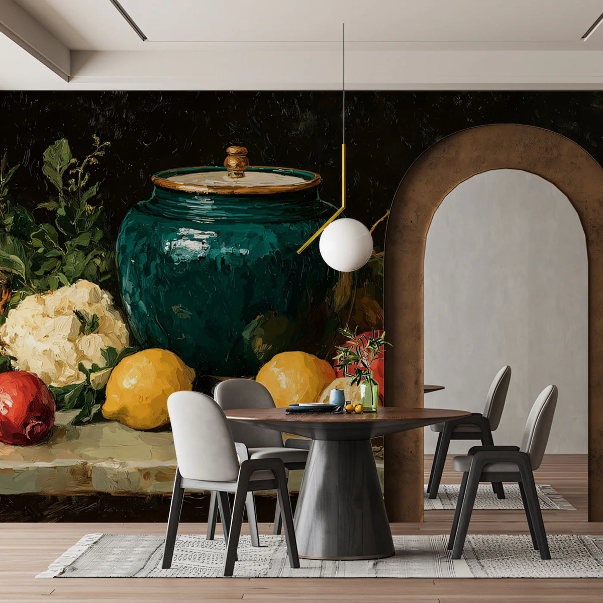 Still Life Oil Painting Mural Wallpaper — Classic Art Motif Mural Wallpaper - room preview 02