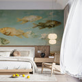 Floating Fish Surreal Sky Mural Wallpaper —Painterly Landscape Mural Wallpaper - room preview 02