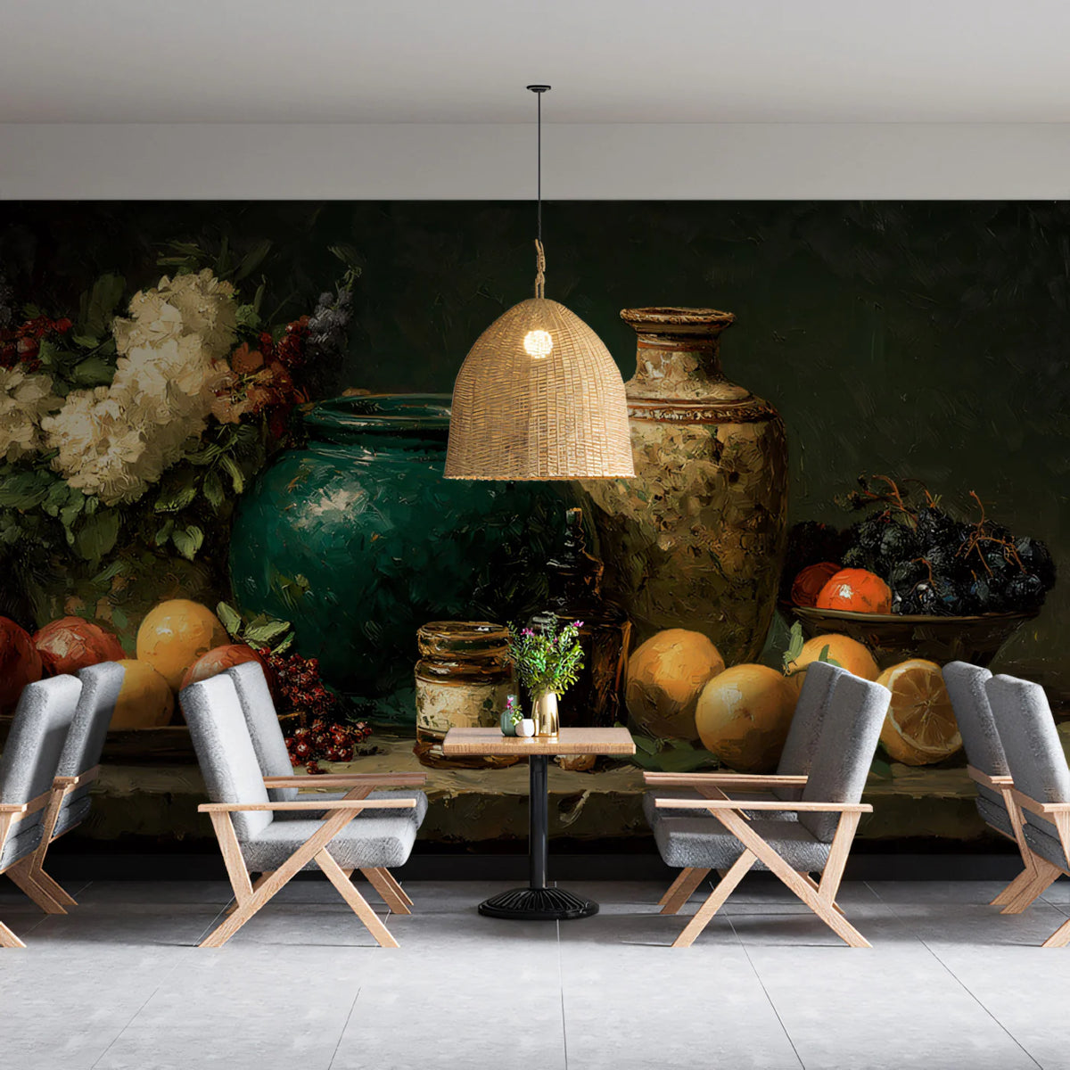 Still Life Oil Painting Mural Wallpaper — Classic Art Aesthetic Mural Wallpaper - room preview 02