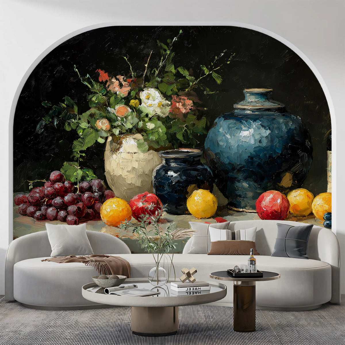 Still Life Oil Painting Mural Wallpaper — Classic Art Motif Mural Wallpaper - room preview 02