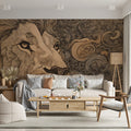 Lion King Line Art Mural Wallpaper — Sophisticated Sketch Design Mural Wallpaper - room preview 02