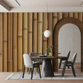 Natural Bamboo Stalks Mural Wallpaper — Minimalist Organic Pattern Mural Wallpaper - room preview 02
