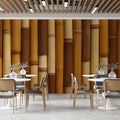 Natural Bamboo Stalks Mural Wallpaper — Rustic Earthy Tones Mural Wallpaper - room preview 02