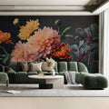 Chrysanthemum Still Life Mural Wallpaper — Painterly Floral Art Mural Wallpaper - room preview 02