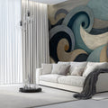 Abstract Swirling Waves Mural Wallpaper — Modern Fluid Art Mural Wallpaper - room preview 02