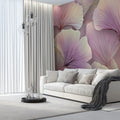Abstract Ginkgo Leaf Mural Wallpaper — Soft Botanical Art Mural Wallpaper - room preview 02