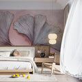 Abstract Ginkgo Leaf Mural Wallpaper — Soft Pink Botanical Art Mural Wallpaper - room preview 02