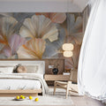 Abstract Ginkgo Leaf Mural Wallpaper — Soft Watercolor Botanical Mural Wallpaper - room preview 02