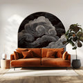 Swirling Monochrome Clouds Mural Wallpaper — Artistic Sky Design Mural Wallpaper - room preview 02