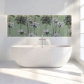 Sage Green Tropical Palm Mural Wallpaper — Minimalist Line Art Mural Wallpaper - room preview 02