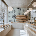 Coastal Palm Sketch Mural Wallpaper — Modern Minimalist Tropical Mural Wallpaper - room preview 02