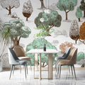 Hand-Drawn Woodland Mural Wallpaper — Whimsical Sketch Pattern Mural Wallpaper - room preview 02