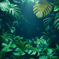 Lush Tropical Jungle with Monstera Leaves Mural Wallpaper Serene Nature Scene Mural Wallpaper - room preview 02