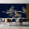 Soaring Cranes Mural Wallpaper — Classic Chinoiserie Art Mural Wallpaper - room preview 02